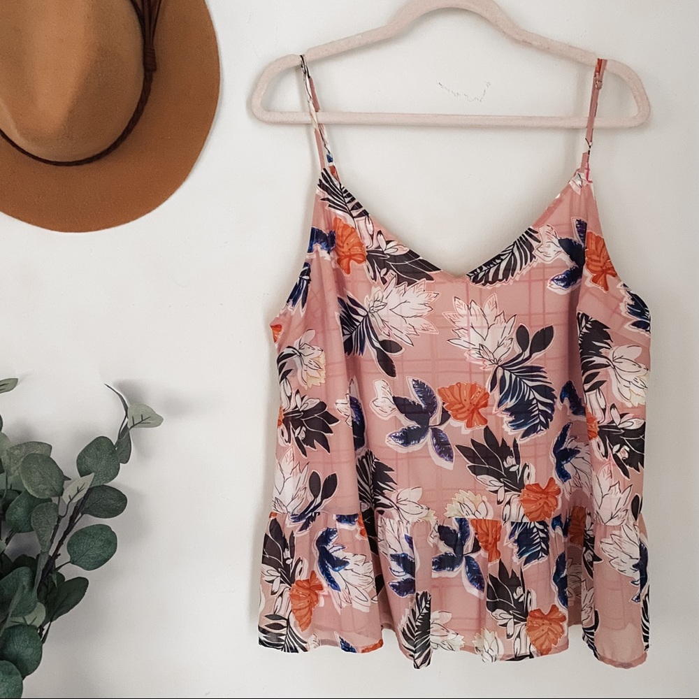 Floral & Plaid Peplum Cami Top